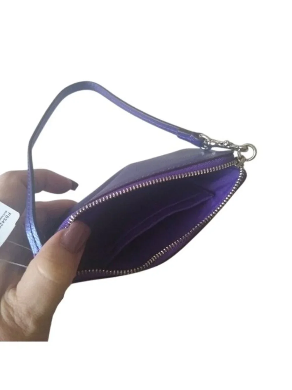 Coach F53429 SV/Metallic Purple Iris Corner Zip Wristlet